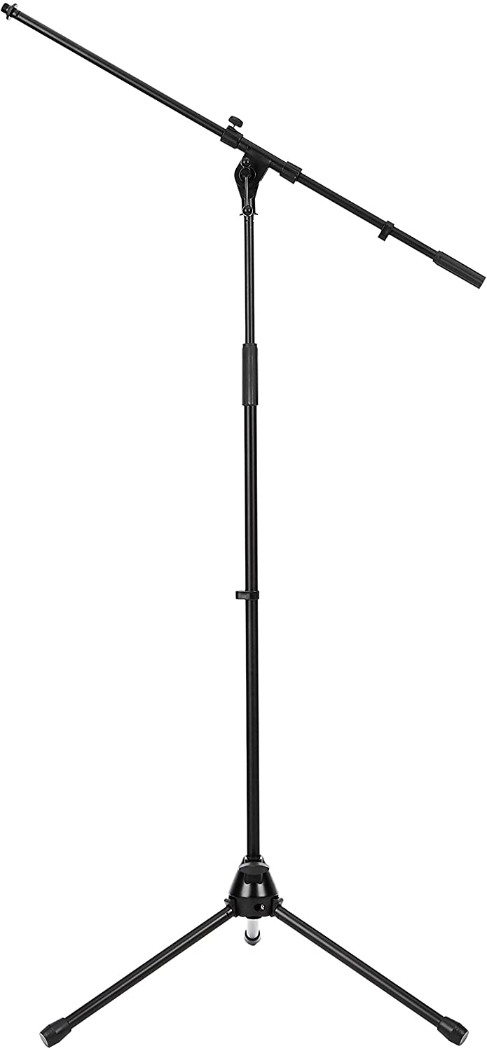 Tripod Boom Microphone Stand - Height-Adjustable with Metal Base-image