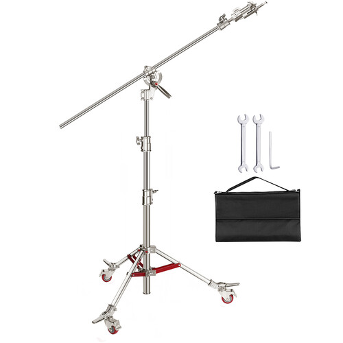 Neewer Pro Stainless Steel C-Stand with Crossbar and Casters (7.8')-image